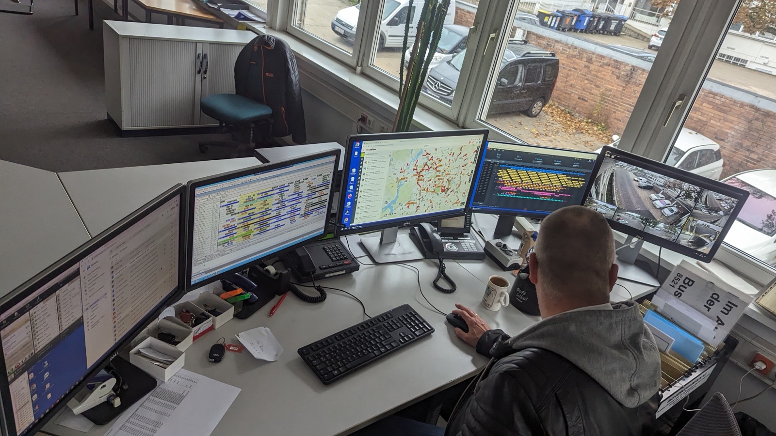 One operation watched across a wall of separate screens at once